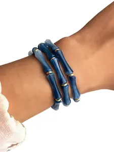 3 Pcs Fashion Simple Bamboo Joint Design Bangle, Casual Versatile Elastic Bangle for Women & Men, Trendy All-match & Exquisite Jewelry for Birthday Gift