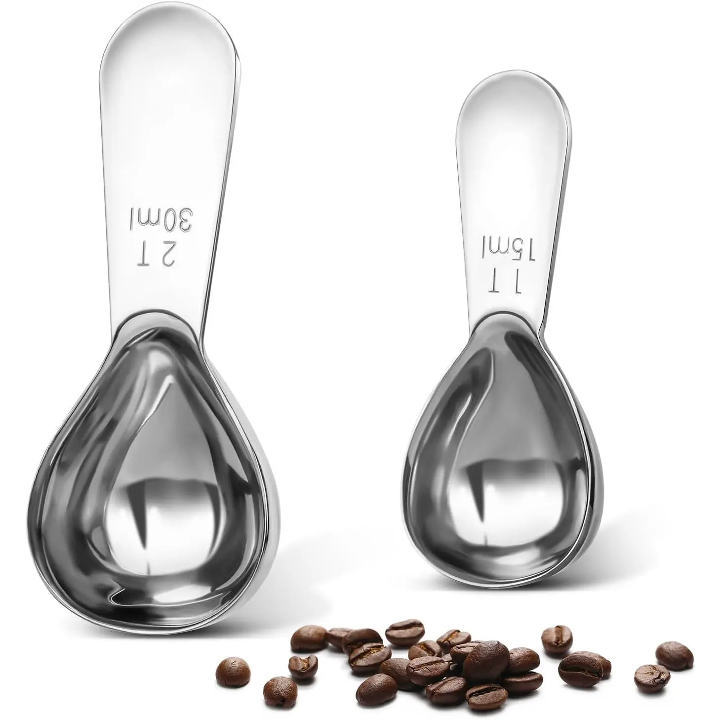 Coffee Scoop Set, Tablespoon Scoop 2 count Set (1 Tbsp & 2 Tbsp), Stainless Steel Measuring Spoons for Ground Coffee with Short Handles, for , Sugar, or Flour