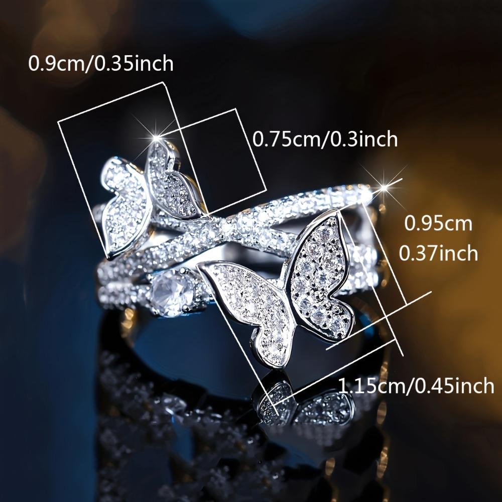 Women's Elegant Butterfly Rings with Cubic Zirconia, Fashion Jewelry with Exquisite Detail for Everyday or Party Wear, Available in Different Sizes, Rings For Women, Promise Rings