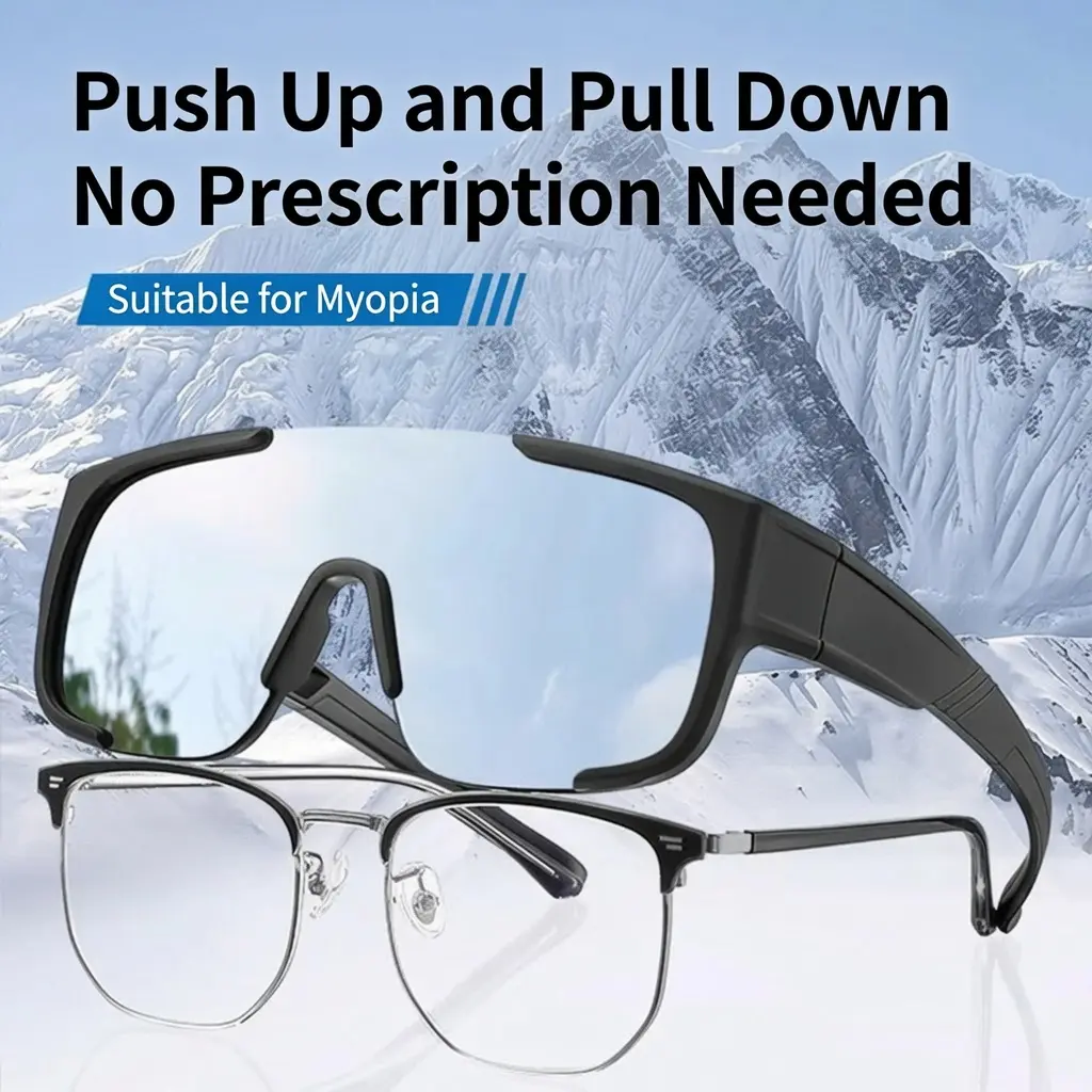 Snow Goggles Fit Over Prescription - Mountaineering Snow Glasses for Skiing, Anti-Snow Blindness UV Protection Outdoor Sports Eyewear