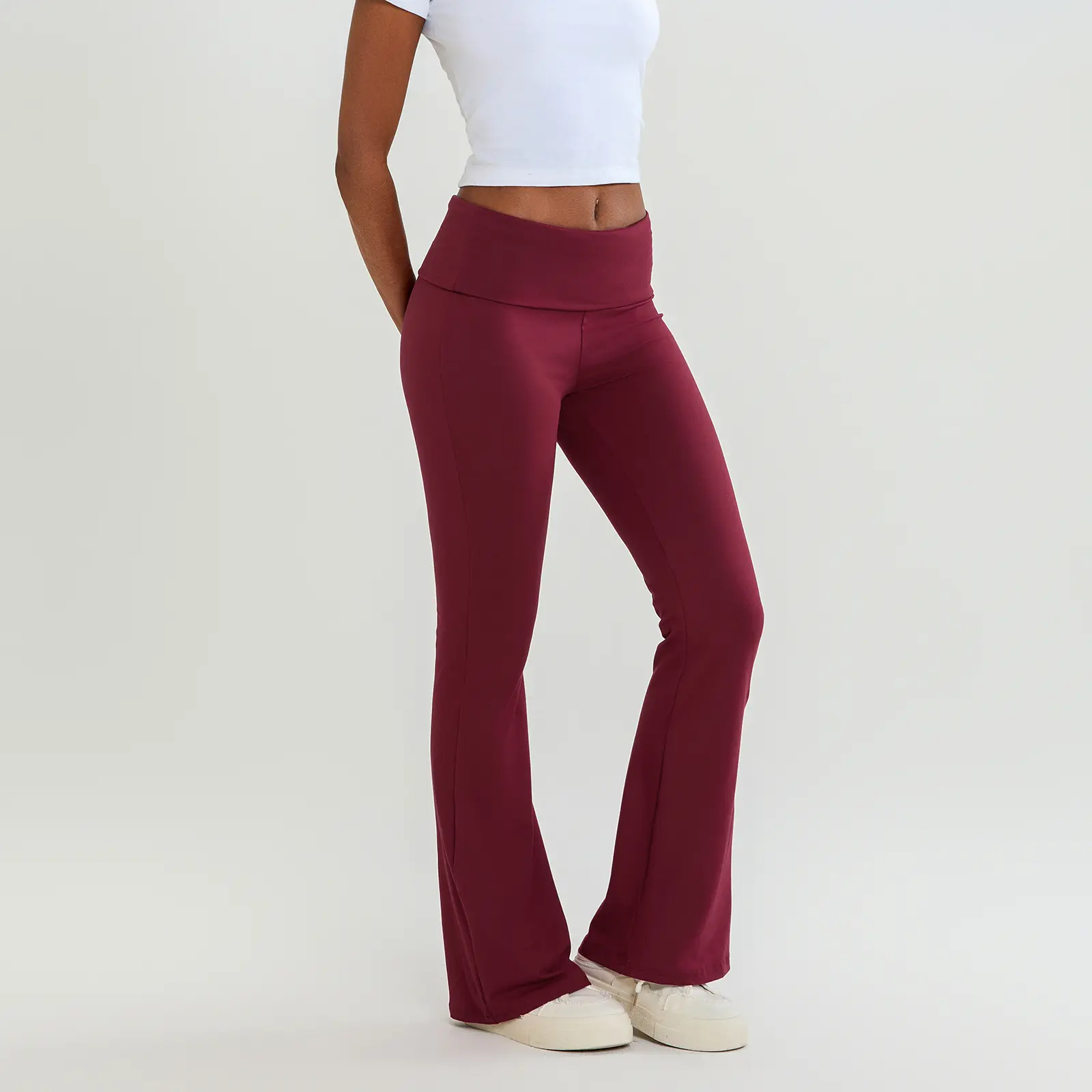 Women's Summer Bell Bottom Pants High Waisted Stretch  Solid Color Flared Pants