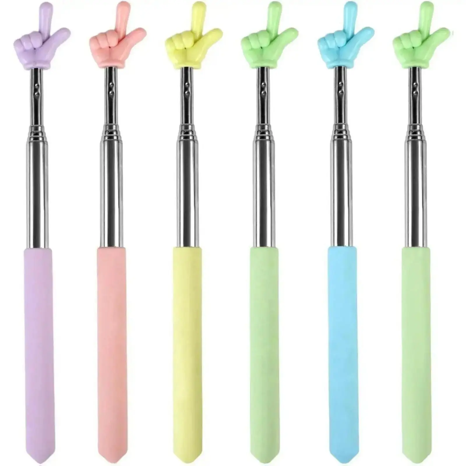 6/2PCS Extendable Colorful Pointer Sticks, Mini Retractable Finger Pointer, Portable Hand Pointer For Presentation, Whiteboard & Blackboard Use, Available In 5 Colors
