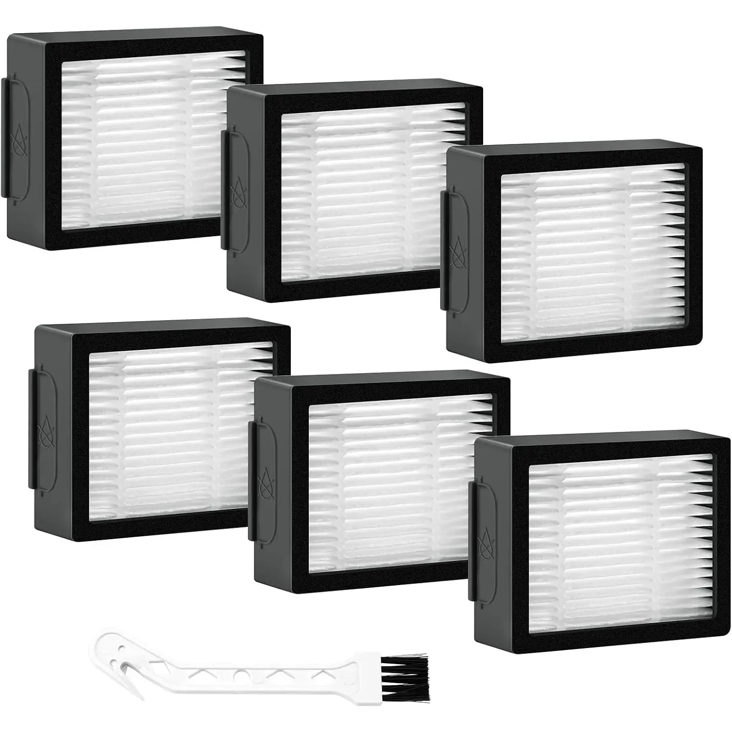6 Pack  Filters Fit for i-Robot  I J E Series E5 E6 E7 i3 i3+ i4 i6 i6+ i7 i7+ i8 i8+ j7 j7+ Robot Vacuum Cleaners High-Efficiency Filter with 1 Cleaning Brush by