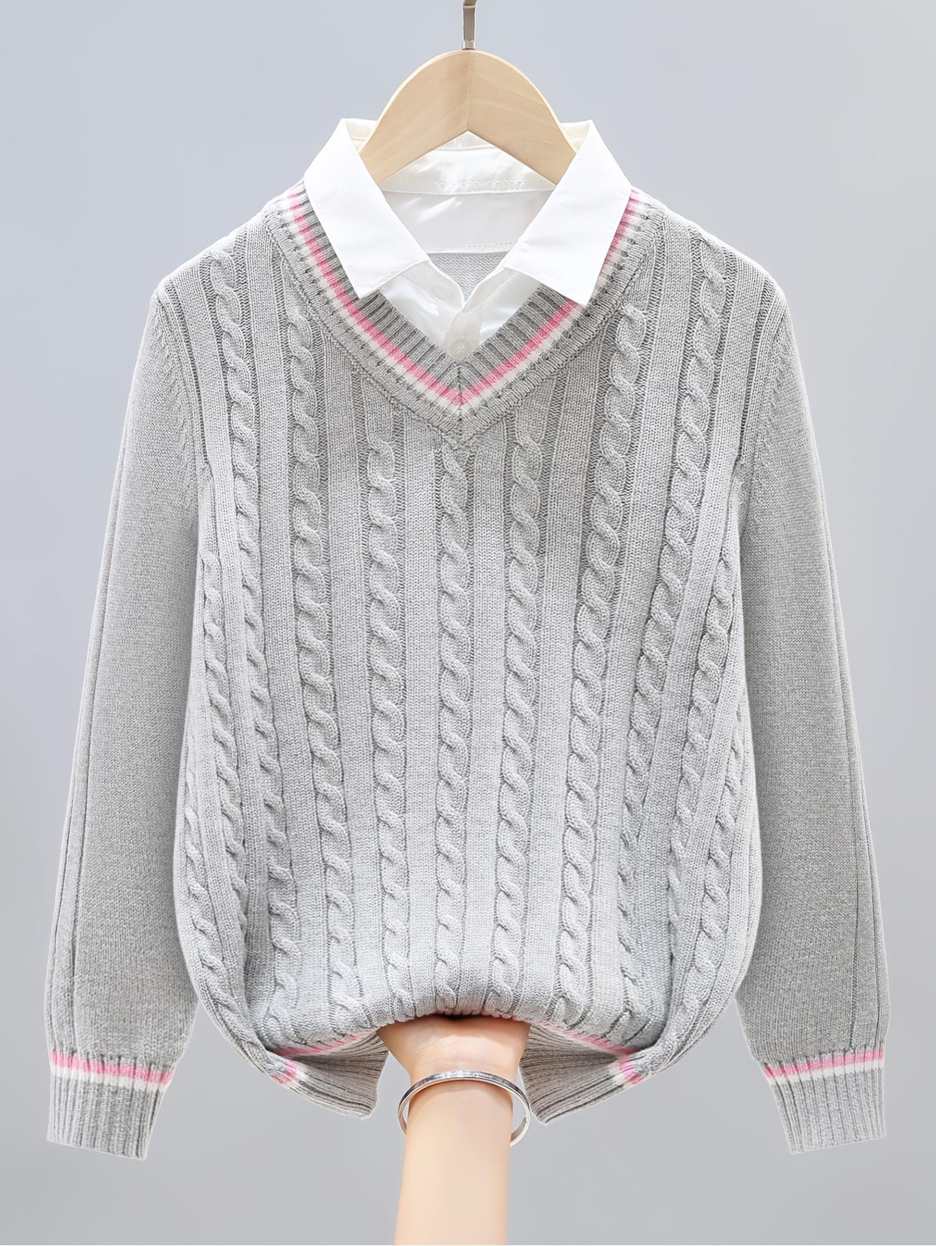 Girls' Sweater Pullover, Christmas Outfit for Kids, Trendy Piece for Teens, Fashionable Girls' Clothing, Middle School Girls' Clothing, 7 to 8 Years Old, 10 to 12 Years Old, Knit, Tops