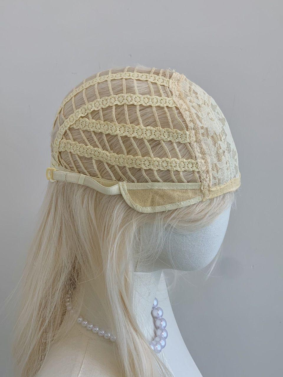 Women's Full Cap Platinum Blonde Long Curly Wig  Natural Middle Part Curtain Bangs, Water Wave Invisible Lace Front Wig