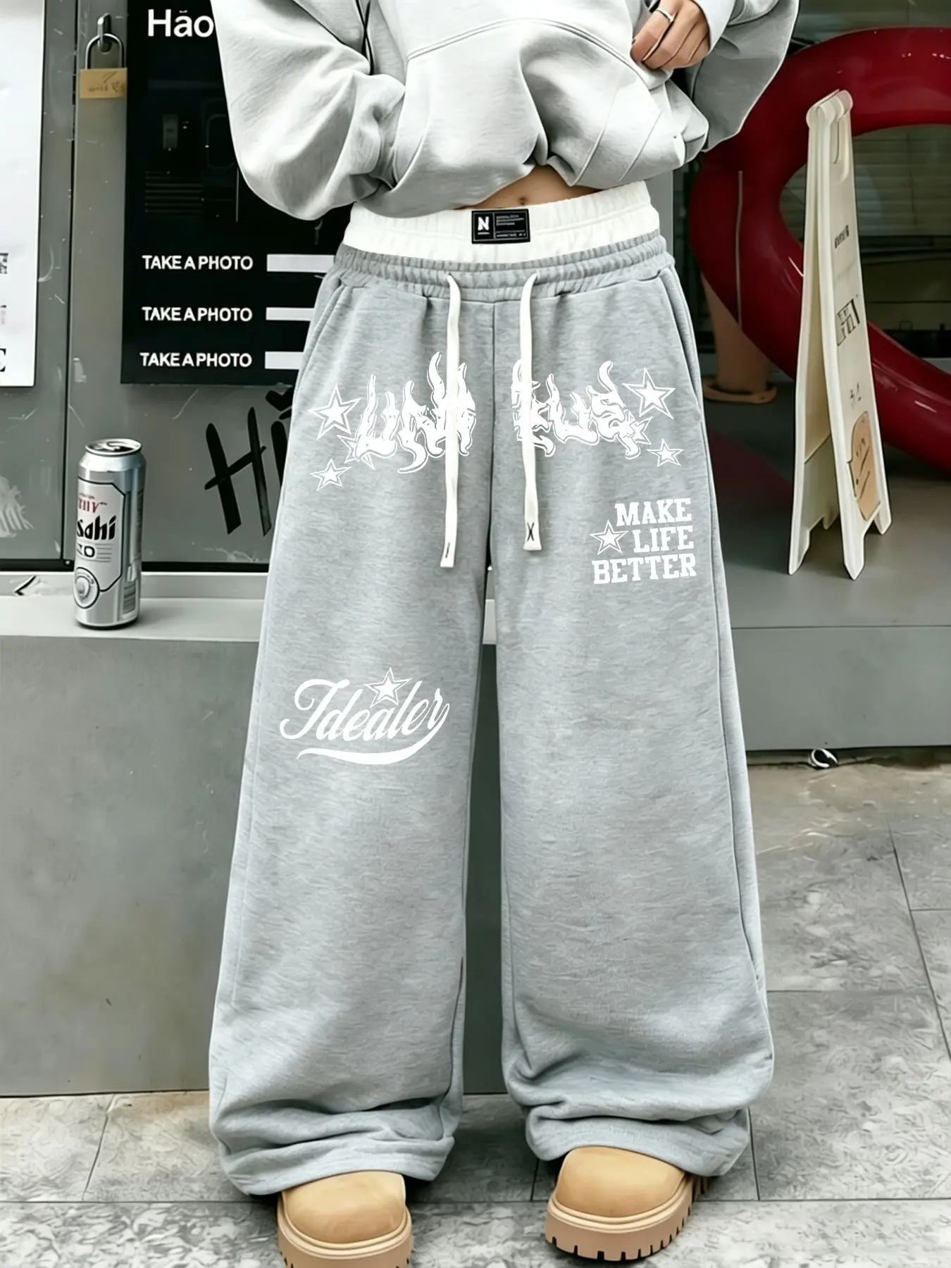 Unisex Street Style Graphic Pants, Streetwear, Fitted Loose Fit, Comfortable All-Seasons Wear, Ideal for Casual Daily, Trendy Leisure Look