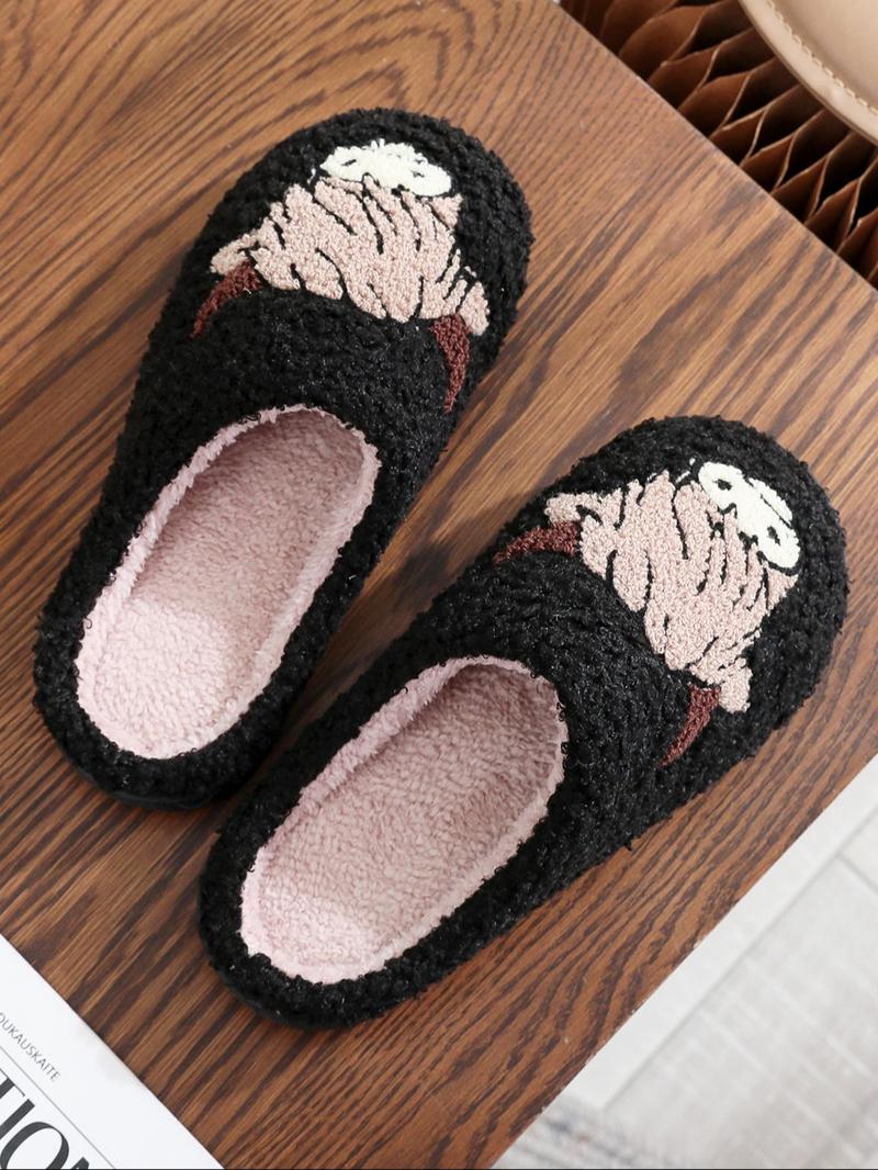Women's Cute Cartoon Cow Pattern Embroidered Plush Slippers, Casual Soft Comfortable Home Slippers, Warm Slippers for Indoor & Outdoor Use for All Seasons Women's Cute Cartoon Cow Pattern Embroidered Plush Slippers, Casual Soft Comfortable Home Slippers, Warm Slippers for Indoor & Outdoor Use for All Seasons