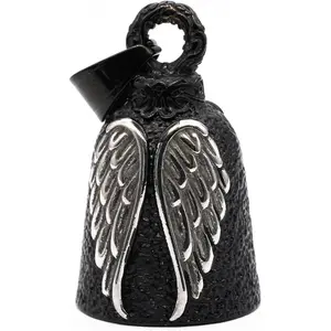 USA Motorcycle Bike Riding Guardian Bell - Never Ride Faster Than Your Angel Can Fly (Black)