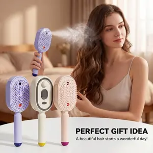 Electric Spray Air Cushion Massage Comb & Hair Brush Suitable for Frizzy Hair Care, Rechargeable Mist Hair Care Brush with Anti-Tangle  Round Soft Bristles, Retractable Mist Spray Device with Scalp Massager for, Hydration for Dryness, for Home&Travel