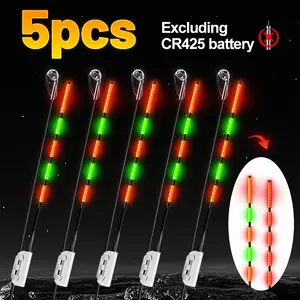 5-Pack Fishing Rod Tip Lights, Color-Changing Fish Bite Indicator, Night Fishing Glow Sticks, High Visibility, Ideal for Low Light Environments