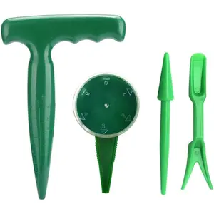 4 Pack Adjustable Hand Hold Sowing Seeds Dispenser, Seedlings Dibber and Widger Hole Puncher Garden Hand Tool Sets