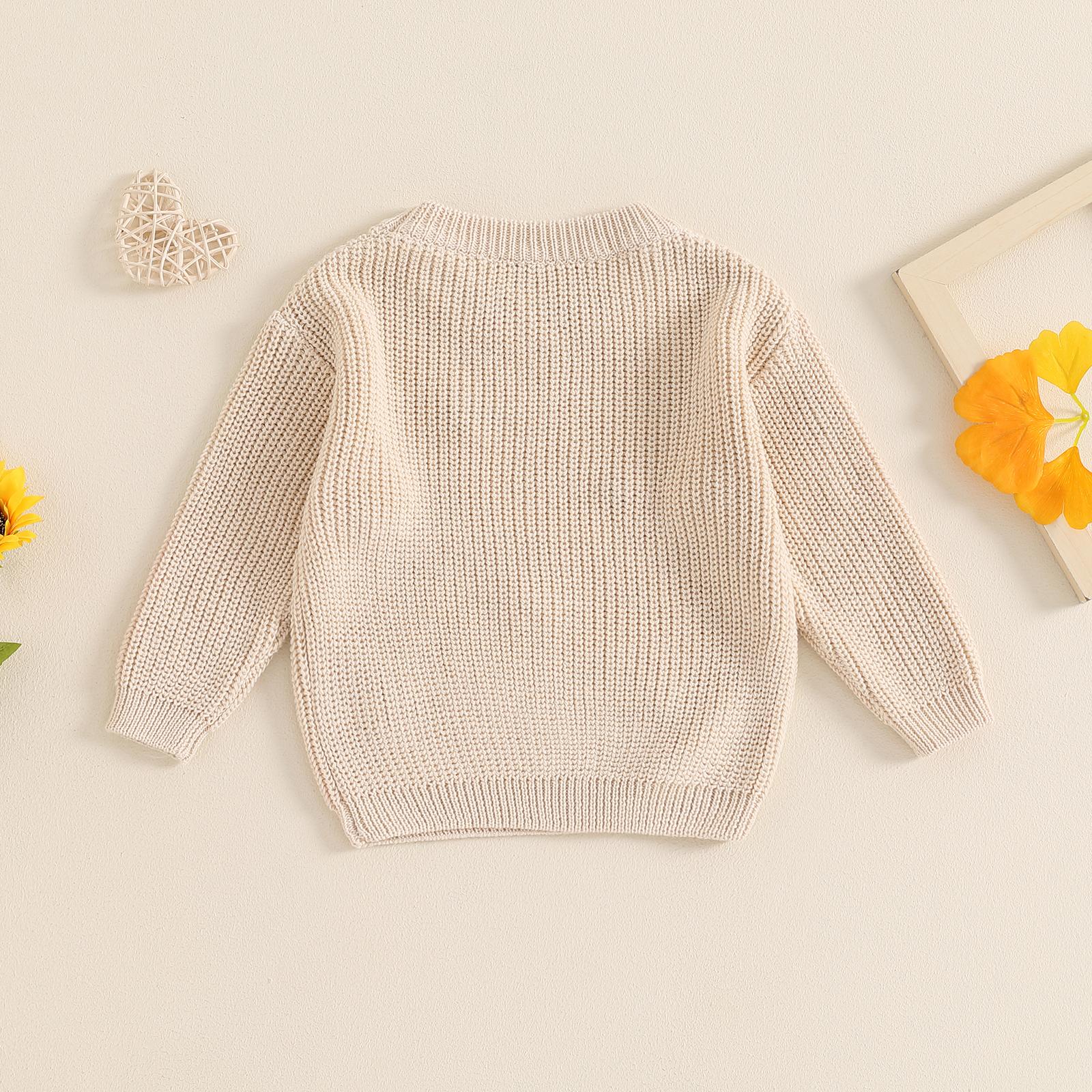 Toddler Baby Girl Knit Sweater Blouse Pullover Sweatshirt Flower Embroidery Warm Long Sleeve Tops 0-5 Years