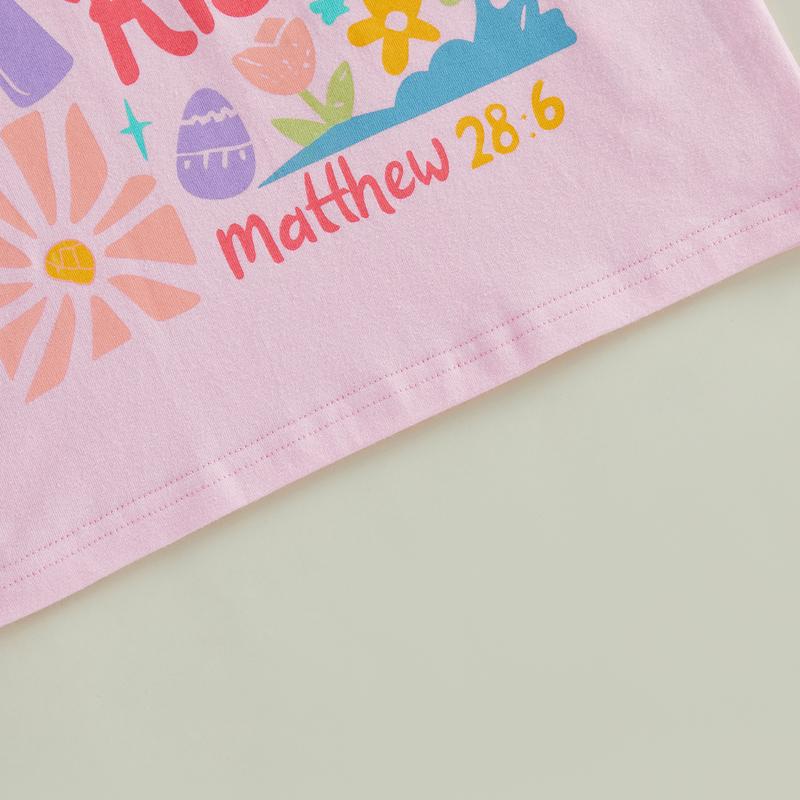 PYBCVRRD Kids Baby Girl Easter T-Shirt Tops Letter Floral Print Short Sleeve Round Neck Loose Fit Tops T shirt for Summer 1-6 Years