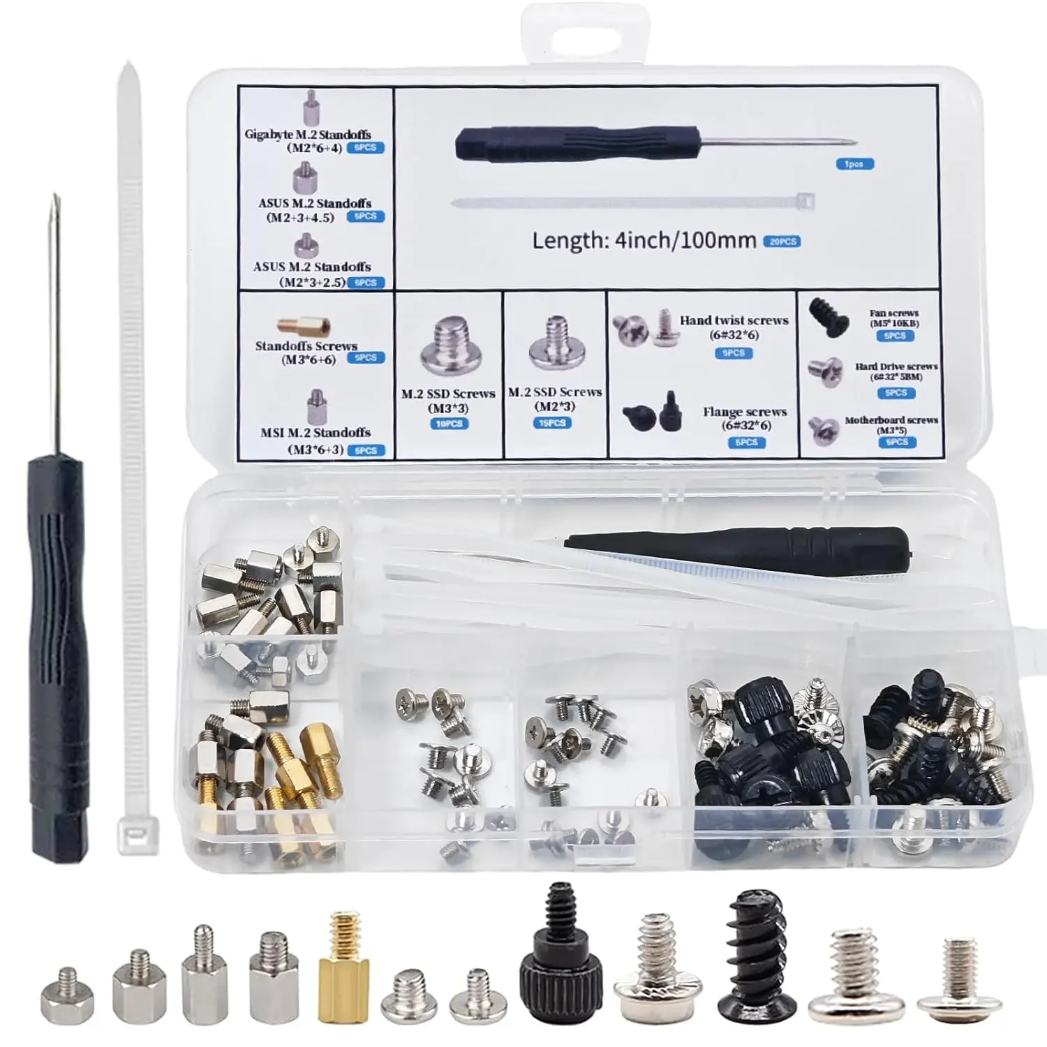 M.2 Screws, Motherboard Screw for  Gigabyte  MSI Motherboards,  Screws for HDD, SSD, Fan, Power , PC Case - PC Screws, M.2 Standoff and Screw