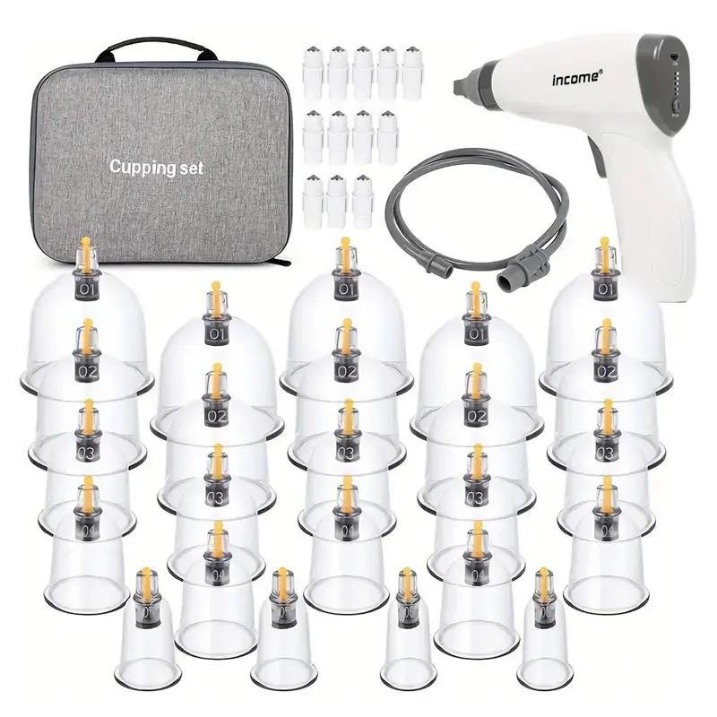 24Cups Cupping Acupuncture Set with Pump, Electric Cupping Set Professionally Chinese Cupping Kit for Massage with Extension Tube for Massage