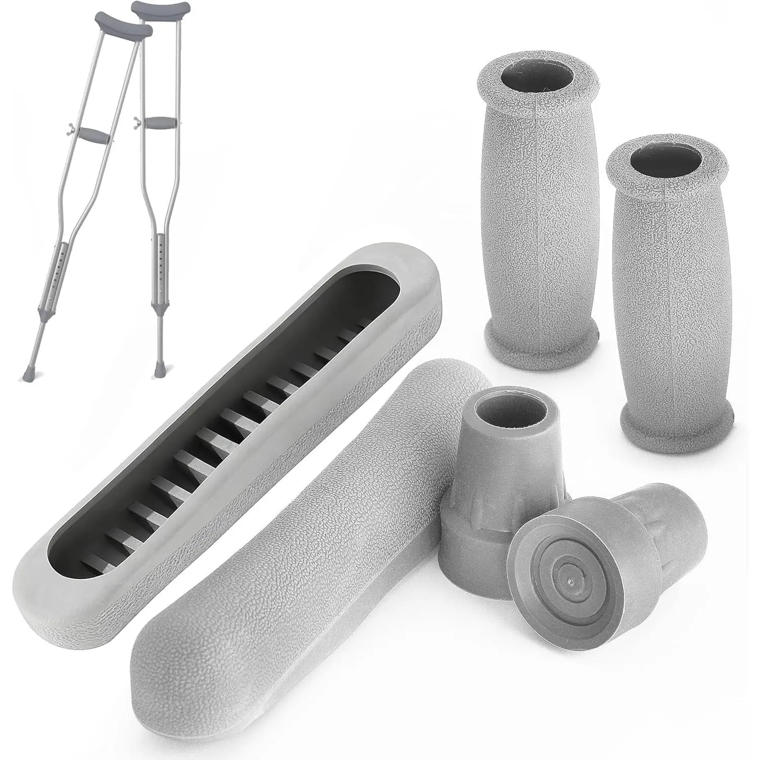 7/8 Inch Anti-slip Replacement Crutch Pads, Rubber Padding for Underarm Crutches Hand Grips Feet Caps, Fits Standard Aluminum Crutches 6 Pieces Set