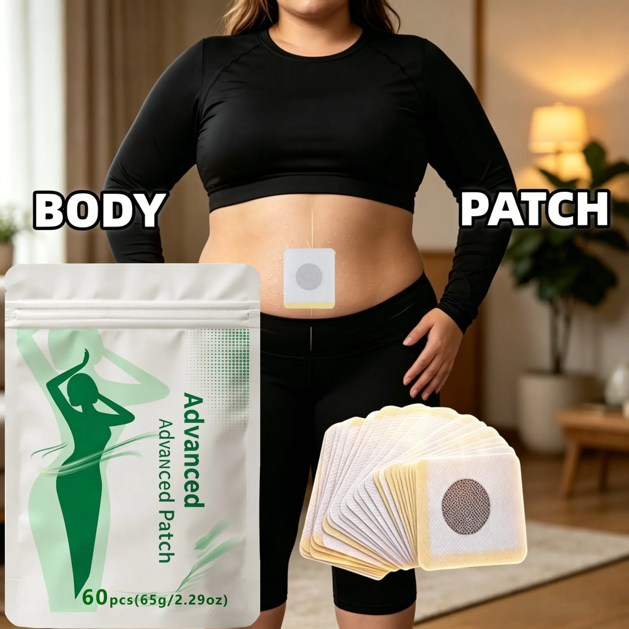 Advanced Patch (60 pcs) - Perfect for office worker & sedentary lifestyles. For Abdomen Hips Legs arms, Enriched with plant extracts, Lightweight & Breathable, Discreet Wear Under Clothing. Ready For Summer, Suitable for All Ages, Thoughtful gift choice