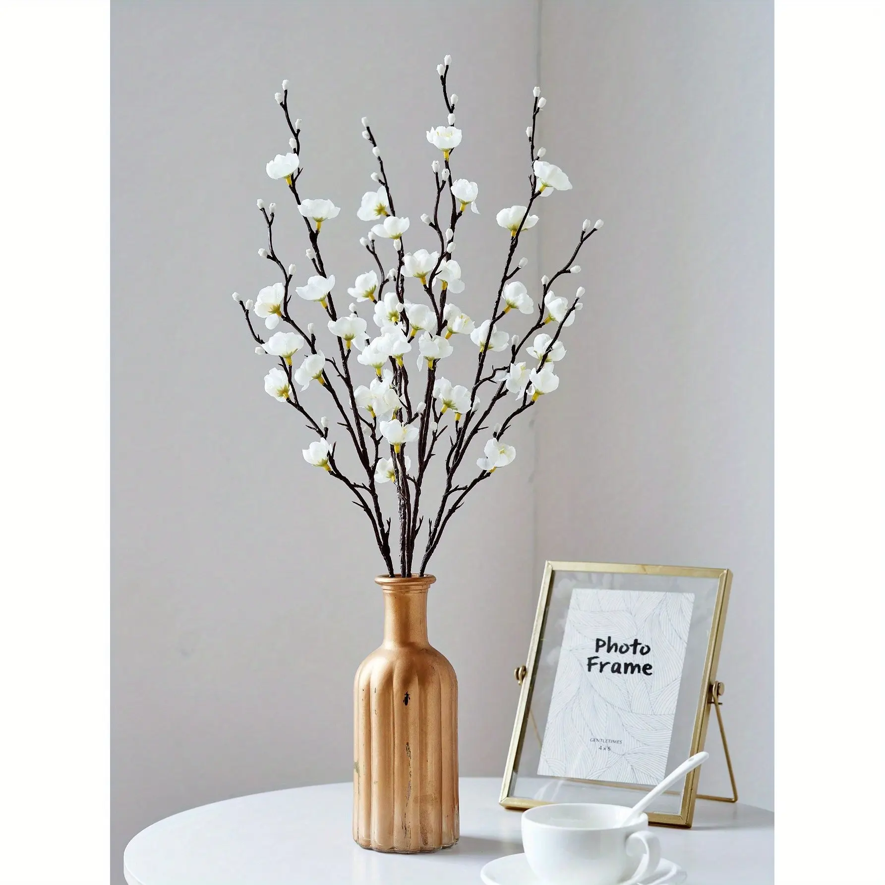 4 Branches Winter Jasmine Artificial Flowers, Decorative Flowers, Home Hotel Office Wedding Party Garden Decor, No Maintenance, Halloween Christmas Festival Decoration