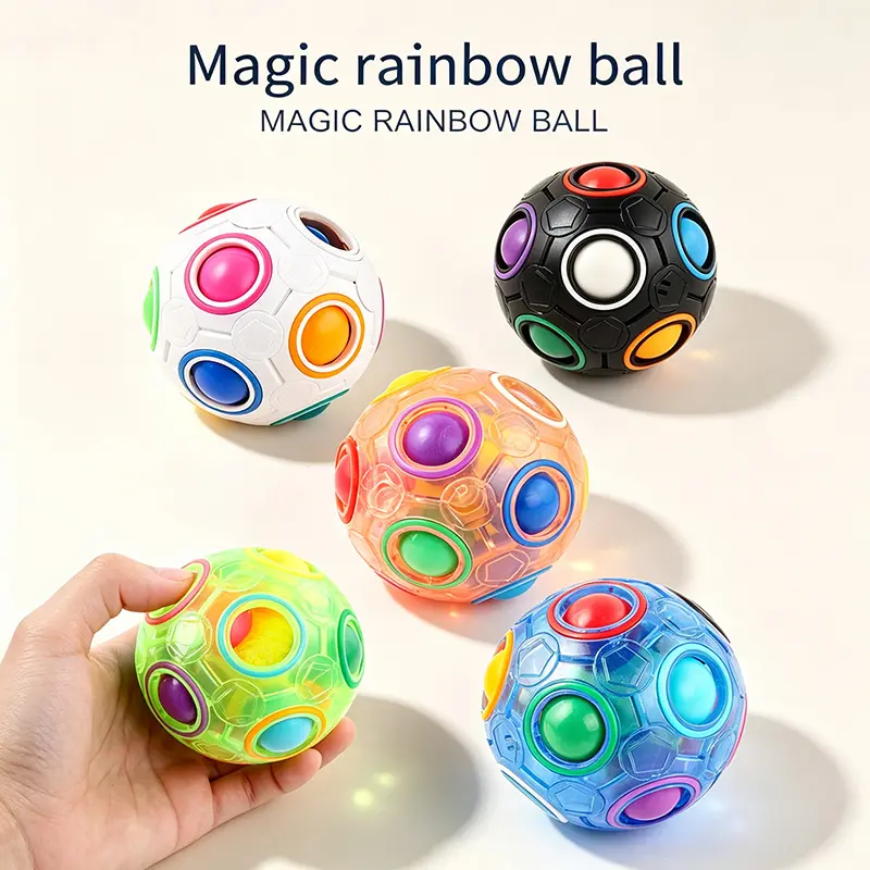 12 Holes Rainbow Puzzle Fidget Ball Viral Stress Relief Color Matching Magic Brain Teaser ABS Portable Sensory Toy For Kids Adults Anxiety Relief
