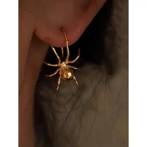 Handcrafted Spider Shaped Dangle Earrings, Premium Silver Gold Trendy Jewelry Gift for Women