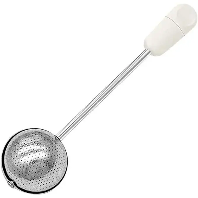 Sugar Shaker Duster Wand for Flour and Spices, Stainless Steel Spoon  Sugar Duster, Rotating  Filter, Easy -handed  (White)