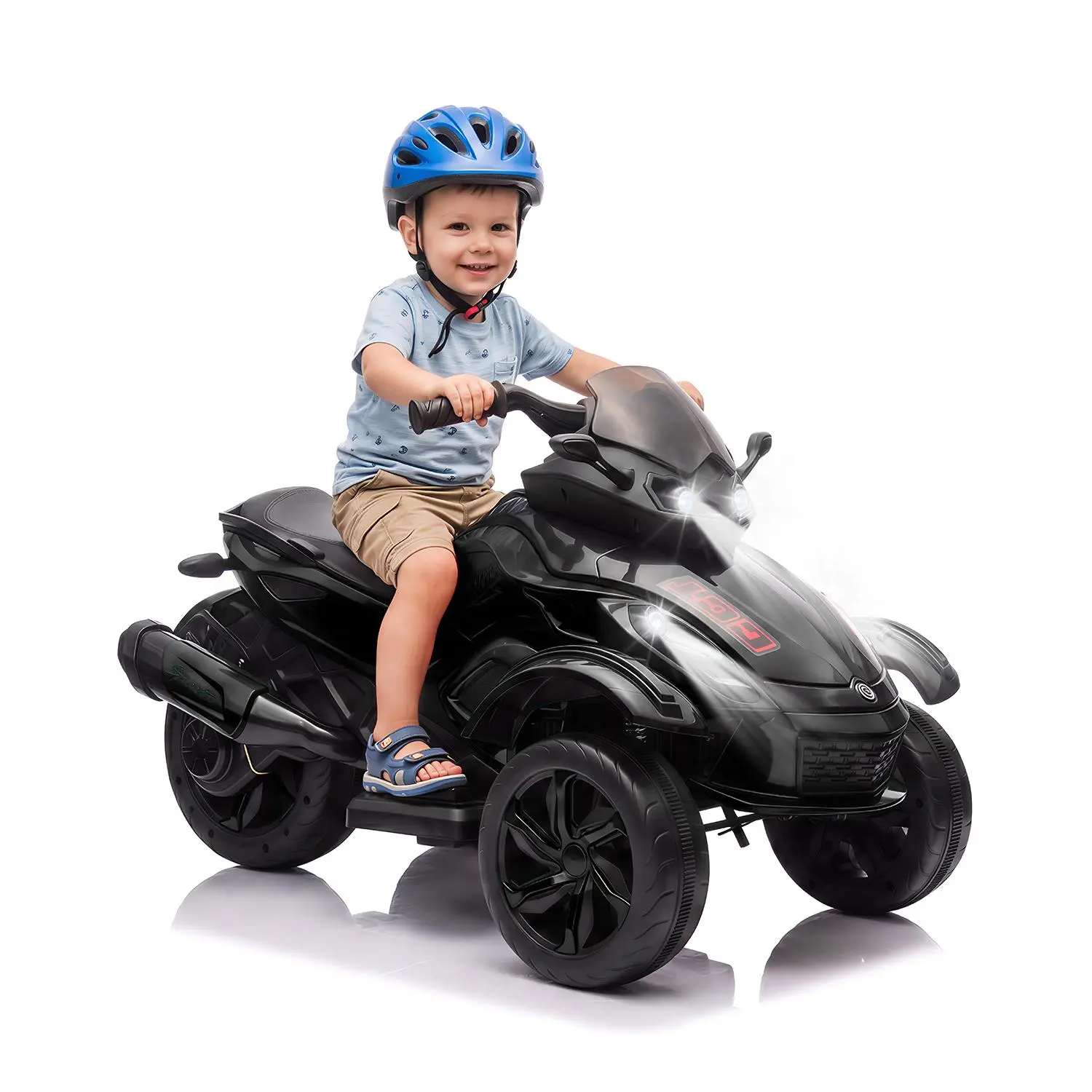 GARVEE 12V Dual Motor 3-Wheel Kids Electric Ride-On Car - 4 MPH Max Speed, Music, Colorful Lights, 66 lbs Capacity, Built-In Batteries & Cells, Children Development, Memory Training & Observation, Outdoor Toy for Ages 3-6, Blue, 3-Wheel Design