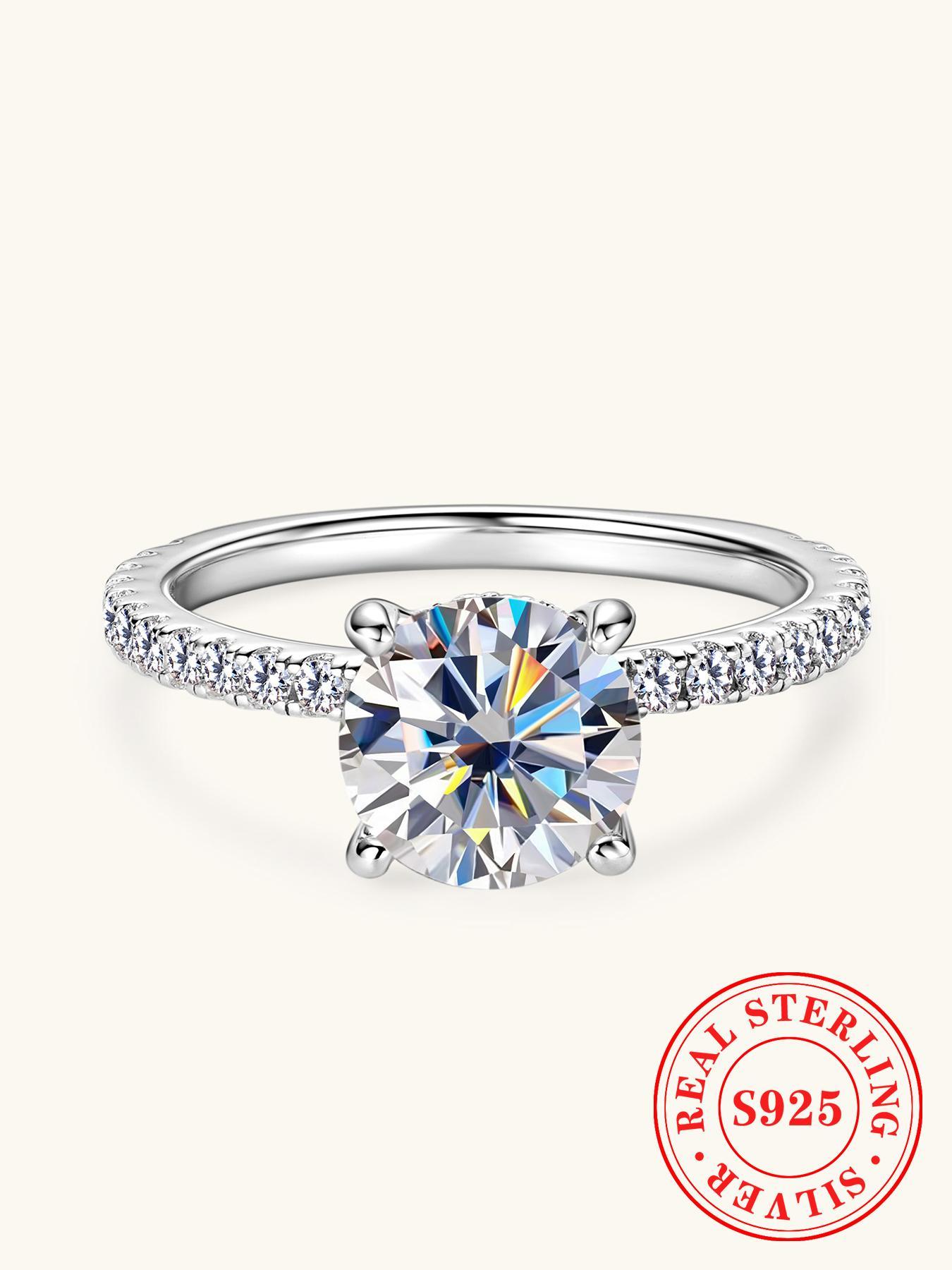 S925 Sterling Silver Ring, Luxury Wedding Engagement Ring for Women, Fashion Jewelry for Party, Daily Decor, Trendy All-match & Exquisite Jewelry for Birthday Gift