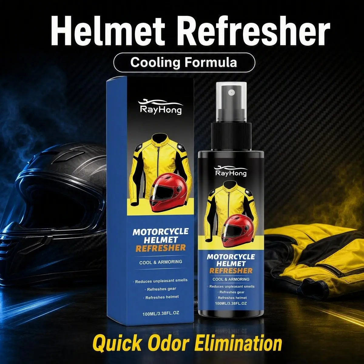 Motorcycle Helmet Freshening Spray, Odor Eliminator for Riding Gear, Bacterial Inhibition, Refreshing Care, Practical Gift Idea