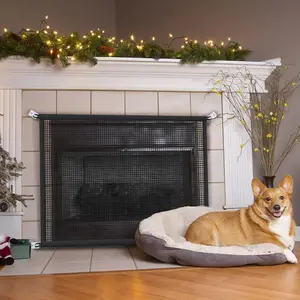 Safe Mesh Fireplace Screen Gate Child Proof Barrier Guard Living Room Fireplace Cover for Toddler Baby and Pets 29 x 41 inches