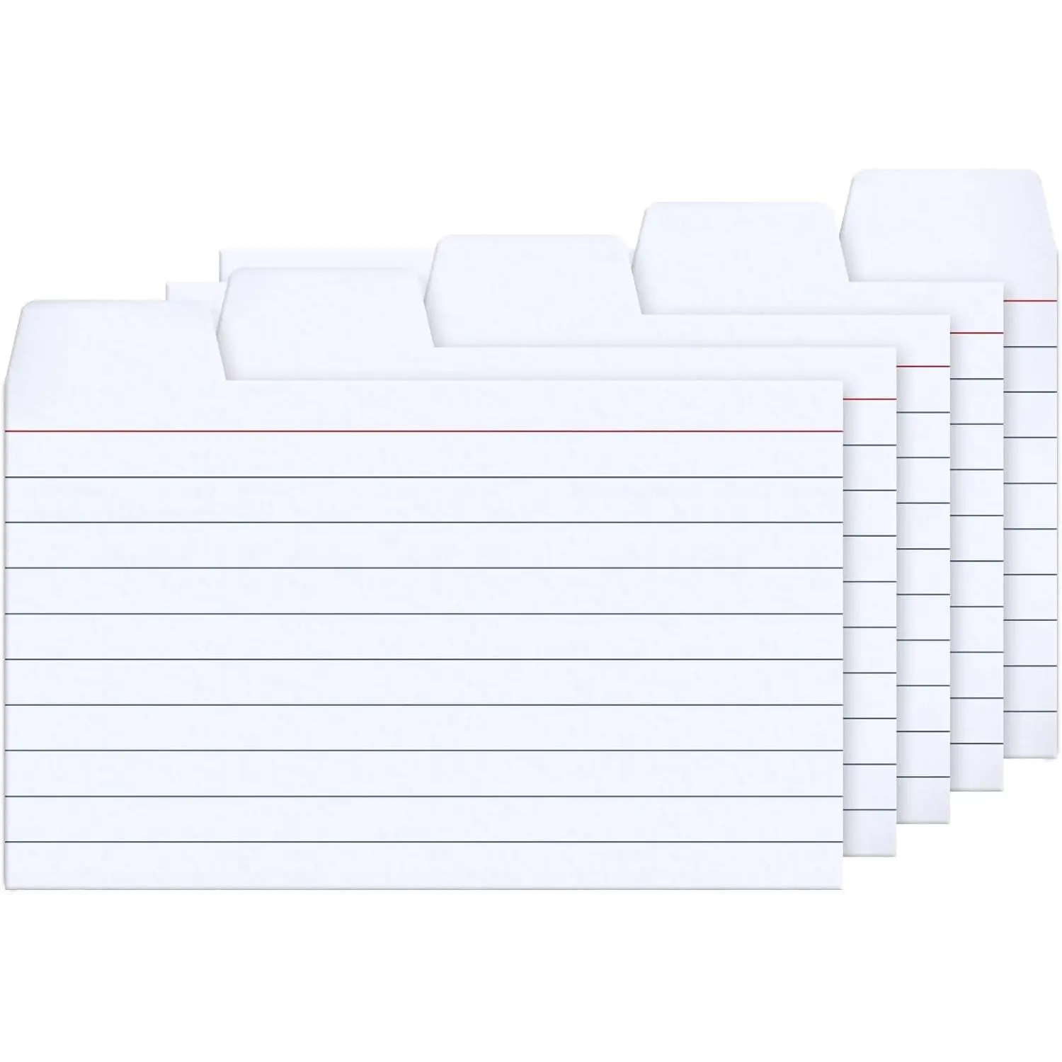 3x5 Tabbed Index Card Dividers with Tabs Blank, White, 100 Pack | 3 x 5 Inch, Lined, 220 GSM Thick Paper, Alphabet or Number Insert, Fits 3x5 Card File Box Holder Guide