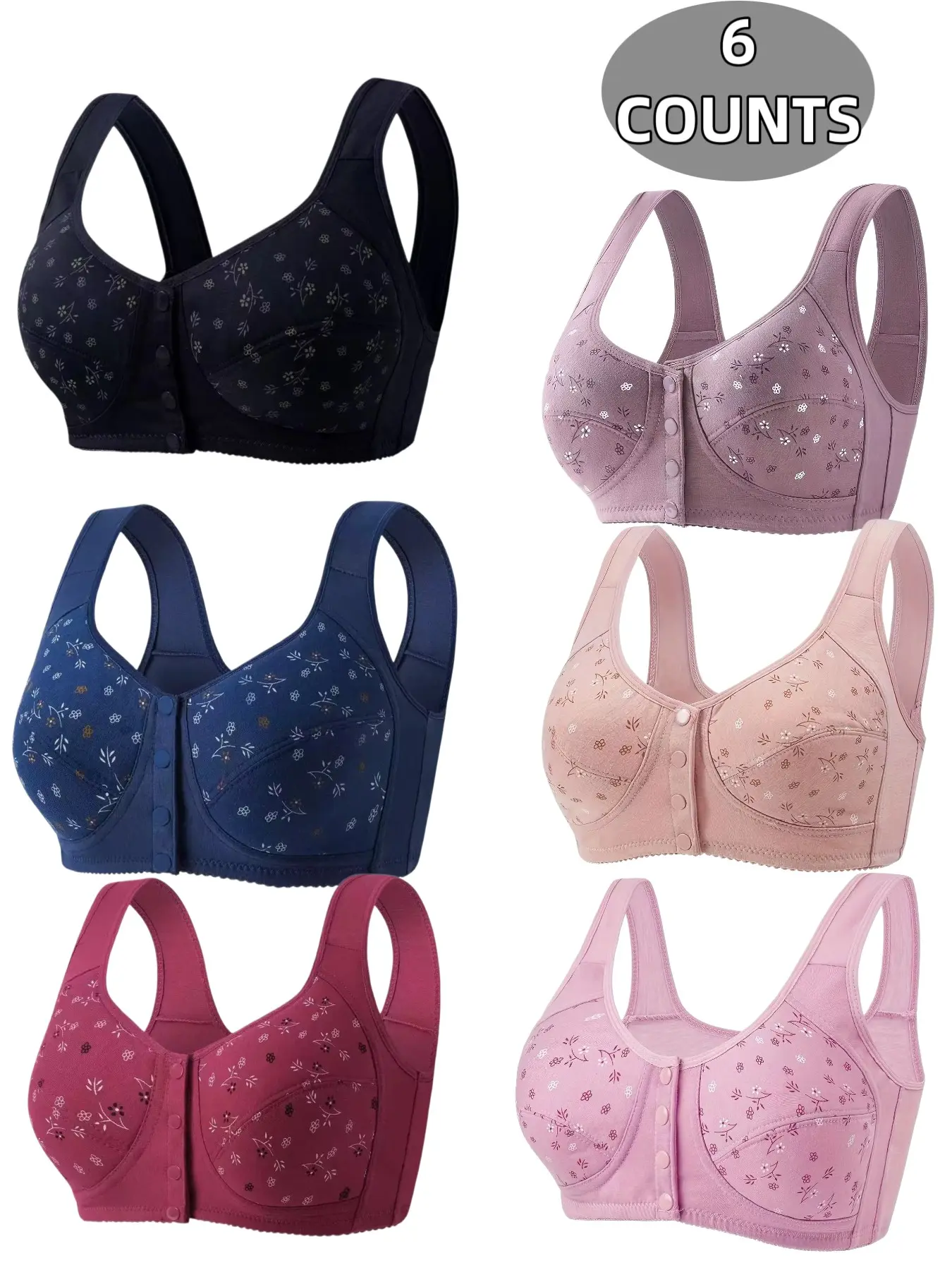 Multi-Piece Floral Bra Set, Ultimate Comfort and Support, Fashionable Design for Daily Wear, Push-Up Full Coverage, Various Sizes Available
