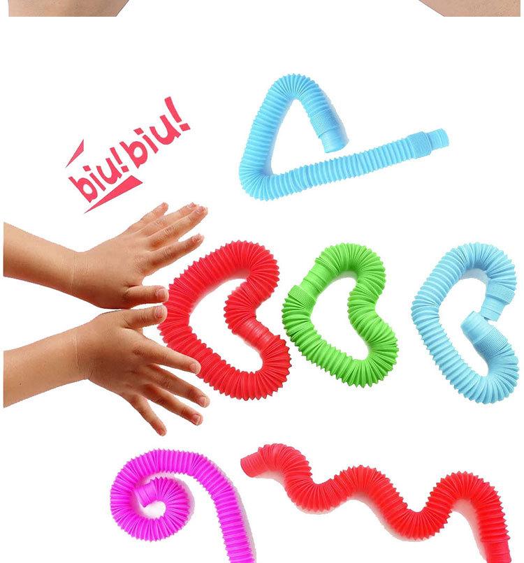 Children's stress-relieving toy telescopic tube, corrugated DIY sensory colorful stretchable tube, stress-relieving toy
