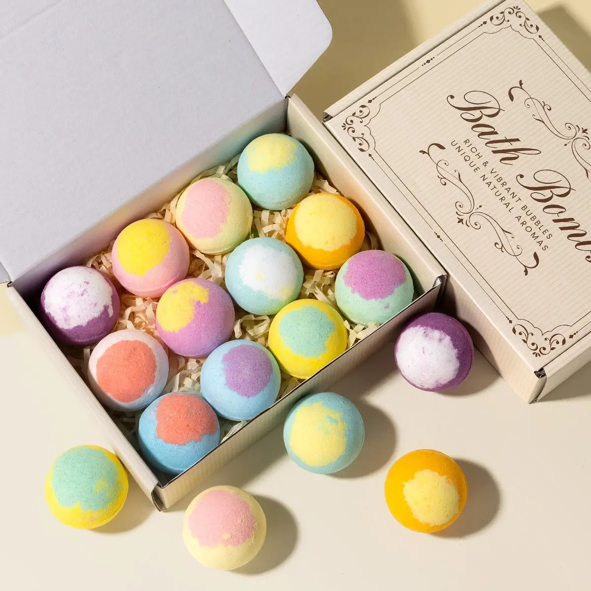 12-Piece Essential Oil Bath Bombs Gift Set, 12 Natural Fragrances, Bath Care Essentials, Perfect Daily Gift for Mom and Loved Ones