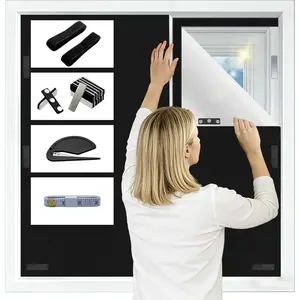 100% Blackout Curtains for Bedroom, No Drill Blackout Blinds with Magnetic & Velcro, Heat Insulation Black Out Window Cover Easy Install for Travel, Nursery, Media Room, RV, 39" x 57"