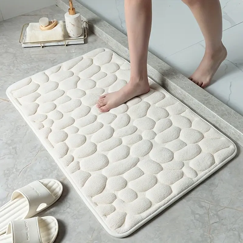 Durable Memory Foam Bath Mat, Quick-Dry Non-Slip Bottom, Soft and Comfortable, Cozy Bath Mat, Modern Bathroom Decor, Pebble Pad