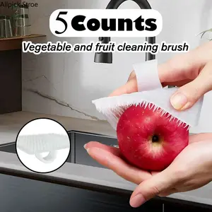 5 Counts Vegetable Scrubber, Cleaning Brushes for Produce Like Carrots Potatoes, Dense Soft Multifunctional Fruit Vegetable Scrubber, Mixed Designs