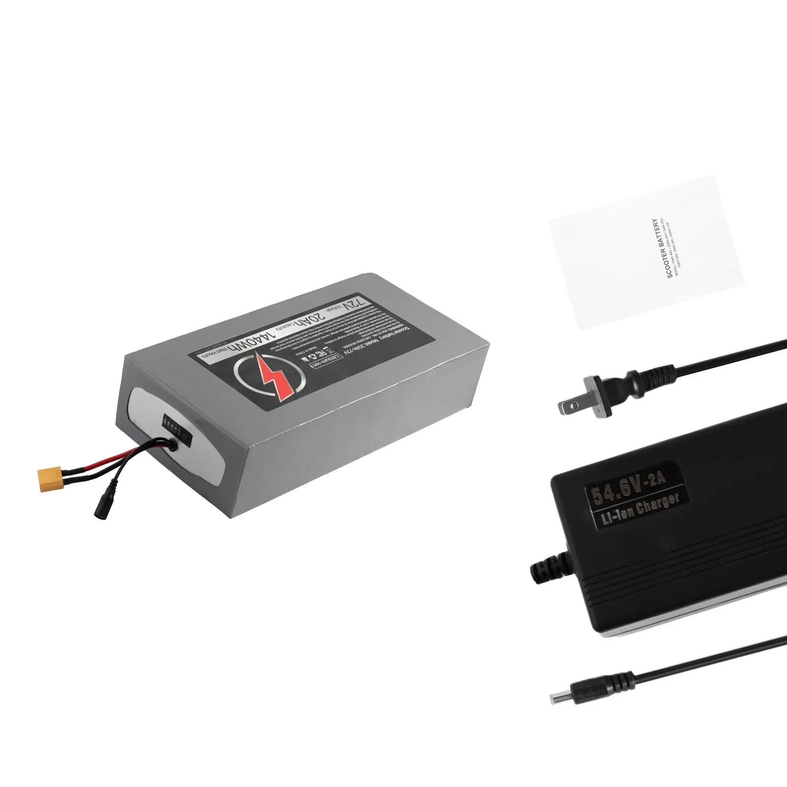 72V Electric Scooter Battery, 20Ah, Ebike Lithium Battery Pack with 50A BMS, Charger, T-Plug Expansion Cable, 500+ Cycles, Compatible with 7200W Motors, for Electric Bikes Bicycles, Scooters