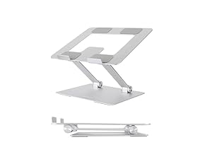 Amazon Basics Ergonomic and Foldable Laptop Stand for Desk, Adjustable Riser, Fits all Laptops and Notebooks up to 17.3 Inch, 10 x 8.7 x 6 in, Silver