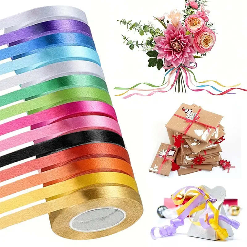 14 Rolls of Ribbon, 14 Colors, 5mm x 10m Each Roll, Decorative Gift Ribbon for DIY Crafts, Gift Wrapping, Bows, Wedding and Party Decorations