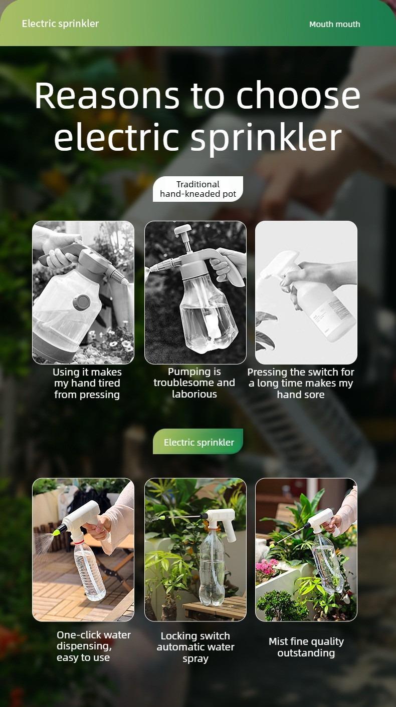 Electric sprinkler for watering flowers, cleaning, and sanitation; multi-functional sprinkler for household use.