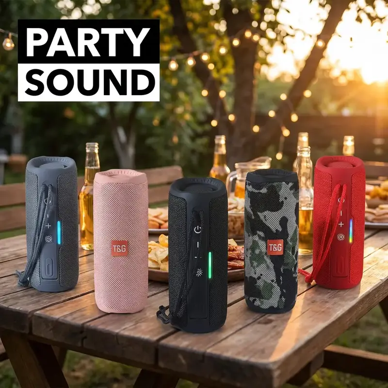 Portable Wireless Subwoofer Radio FM Bluetooth Speaker, Party Portable Speaker, 10W Waterproof Sound Box Music PC Woofer Outdoor Bass TWS Stereo, card slot, USB, AUX wired, Gift with Colorful Lights LED Lamp, Rechargeable Speaker, Wireless Speakers