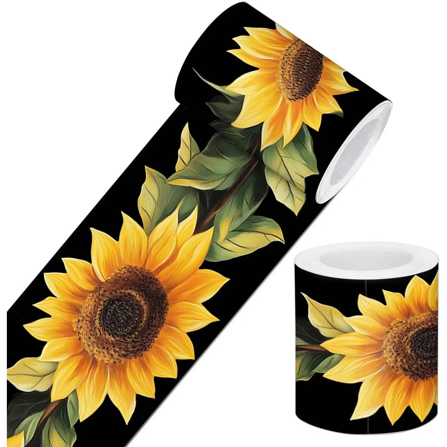 Peel and Stick Sunflower Decorative Wallpaper Border Self Adhesive Wall Trim Accent Strip for Walls Mirror Frame Bedroom Kitchen LivingRoom 4x196 Inch