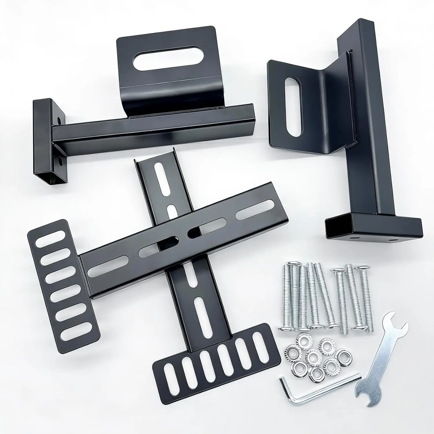 Headboard Brackets for Metal Bed Frame, Universal Adjustable Brackets for Headboard with Footboard Extension Kit Fit Twin Full Queen King, Mattress, Matte Black 2 Packs