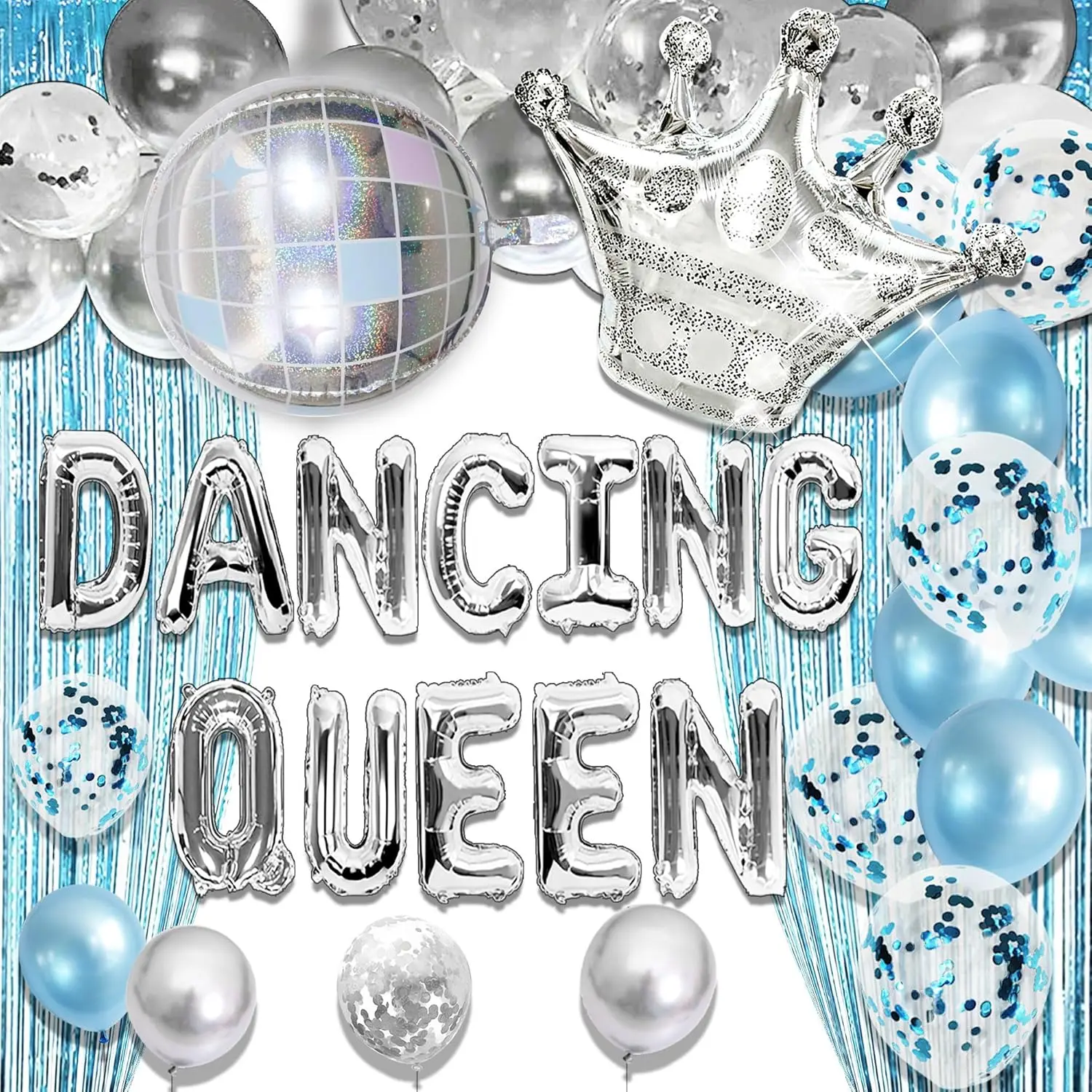 Blue 70s Disco Balloon Decorations, Mamma Mia Dancing Queen Birthday Party Supplies for Festive Celebrations