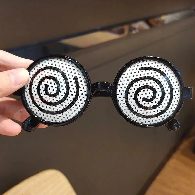 New Cosplay Glasses Vertigo Pattern Funny Decorative Glasses Anime Dizzy Eyeglasses Birthday Party Photo Props