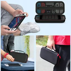 Portable Handheld Digital Storage Bag, Game Console Storage Case with Double Zippers & Red Pull Tabs, Built-in Non-slip Carry Handle, Compatible with Series Game Consoles, Ideal for Travel and Daily Commute Carry