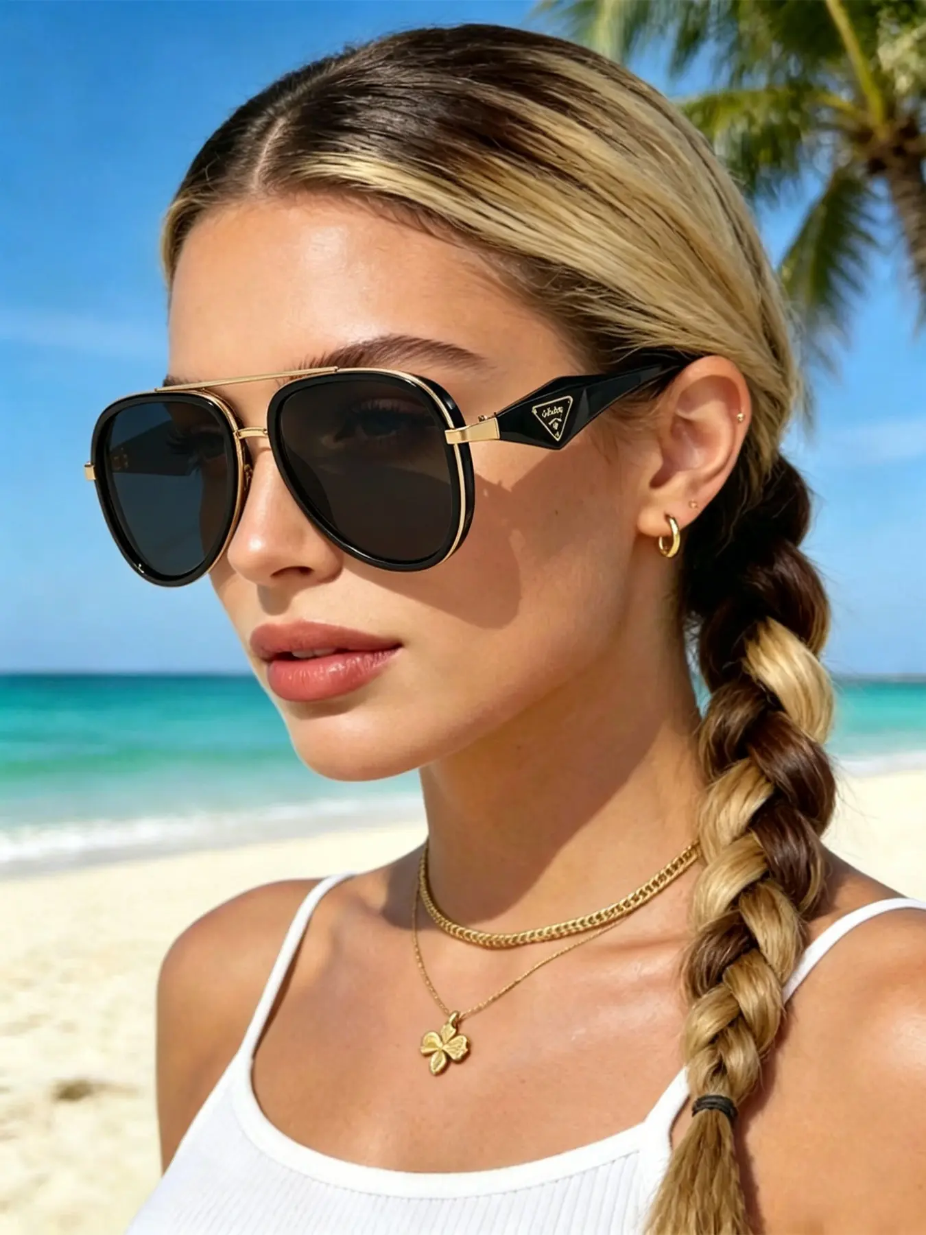 Vintage Pilot Sunglasses for Men and Women, Oversized Gold Navigator Shades, Designer Style Uv400 Glasses, Fashionable Eyewear