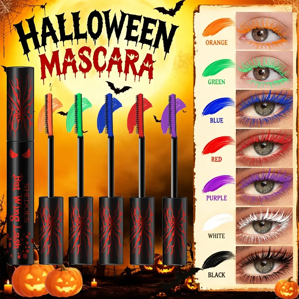 Colorful mascara, waterproof and non smudging, high color rendering, slender curly and thick eyelashes, Halloween mascara
