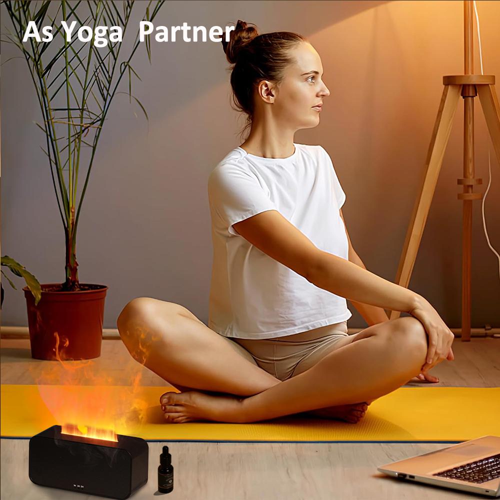 Flame Humidifier & Essential Oil Diffuser, Mini LED Flame Effect Air Humidifier, Ultrasonic Aromatherapy Diffuser for Home, Bedroom, Office