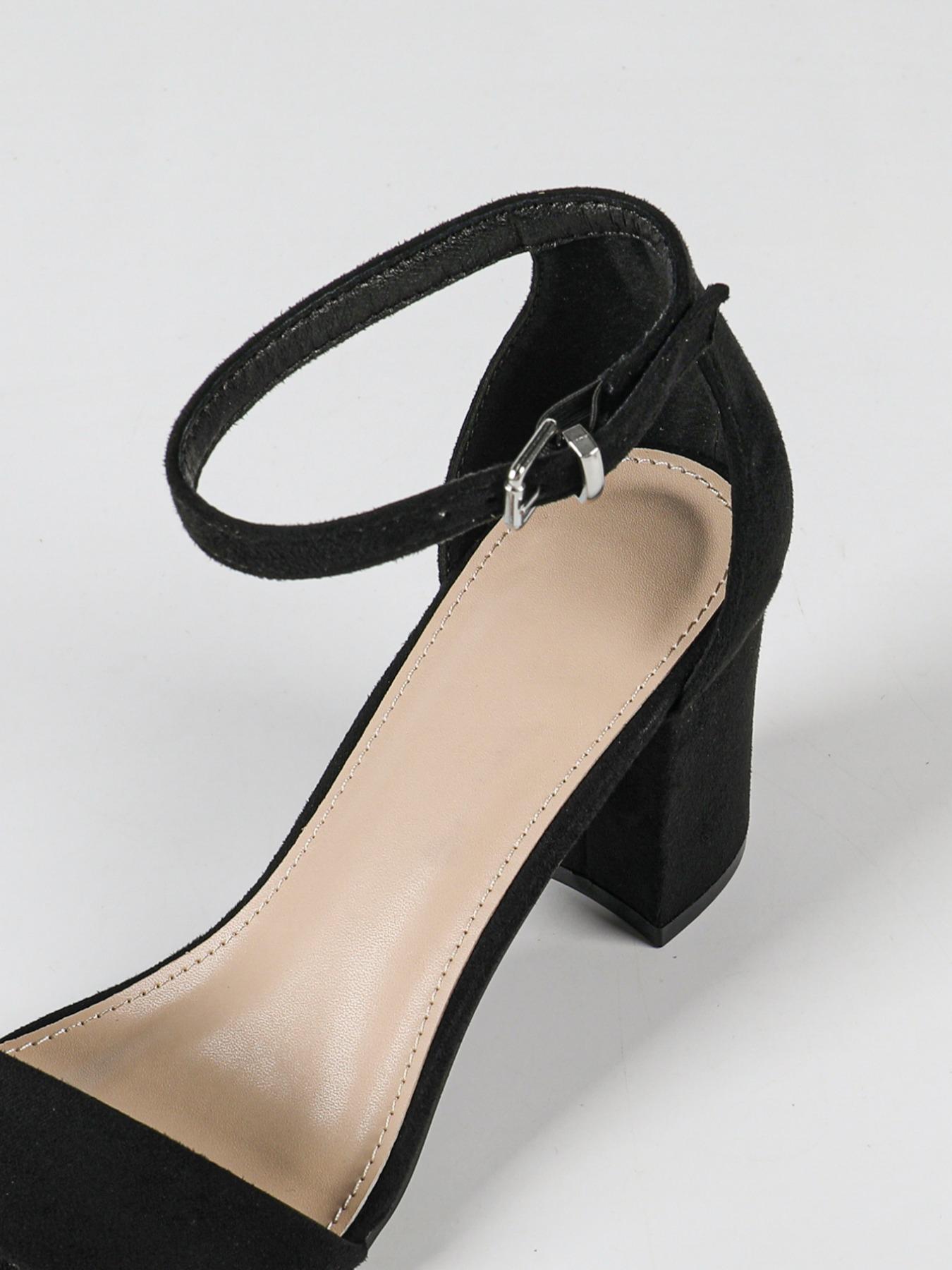 Women's Open Toe High Heels, Plain Color Ankle Strap Block Heel Shoes, Perfect for Daily Wear, Formal Events & Weddings